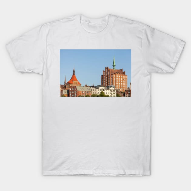 Mecklenburg-Western Pomerania; Rostock; St. Mary's Church; trading house T-Shirt by Kruegerfoto